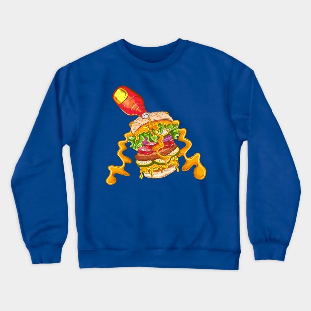 Burger Melting Cheese Crewneck Sweatshirt by Mako Design 